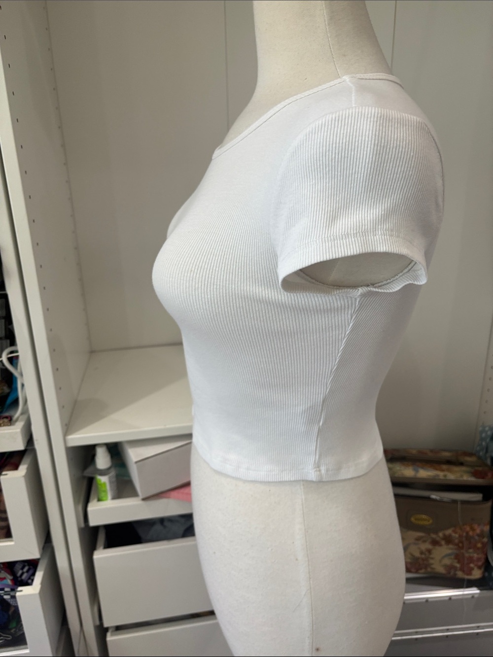 Reformation Cream Ribbed Short Sleeve Tee - Picture 6 of 9